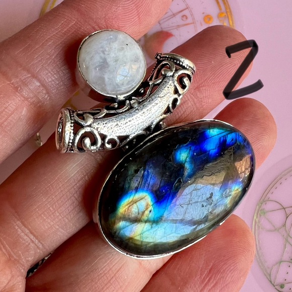 925 OMG OMG! Choose from 10! FLASH LABRADORITE + Moonstone Pendant Necklace - Picture 2 of 13